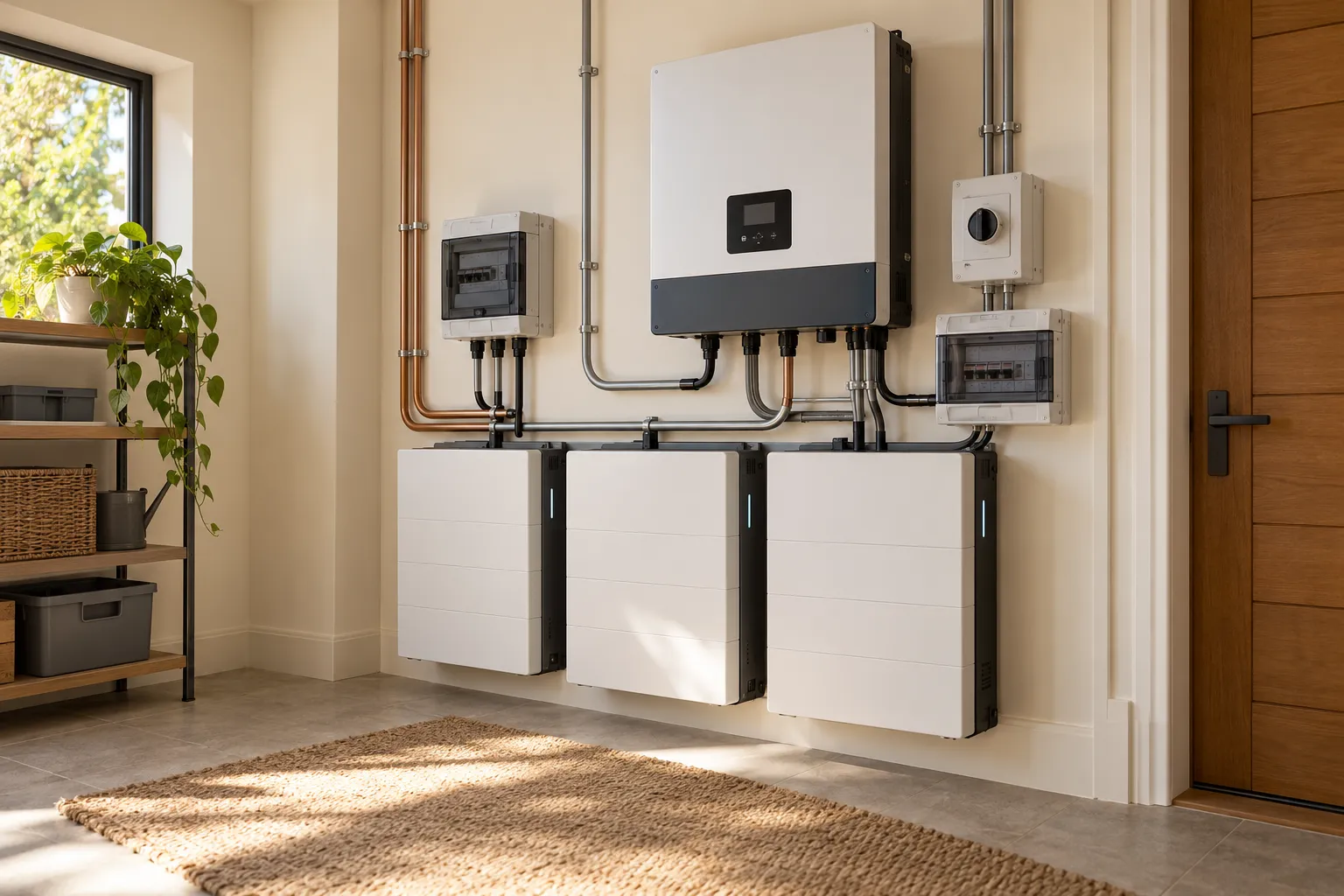 Inverter and battery storage installed indoors